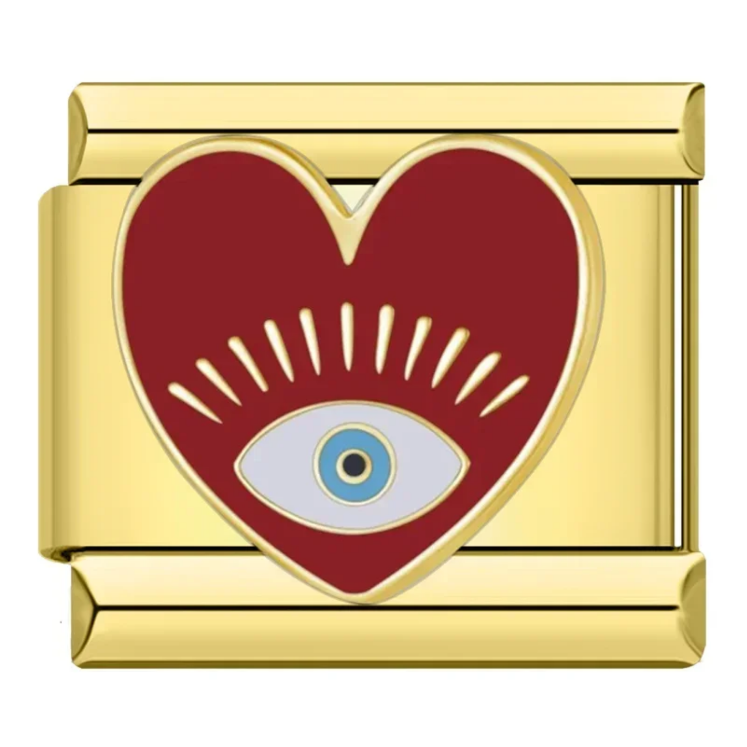 Charm corazón y ojo dorado