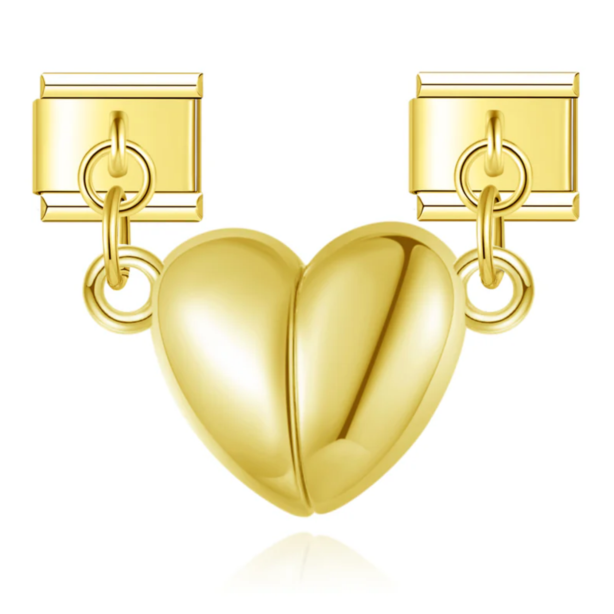 Charm colgante doble corazón de imán dorado