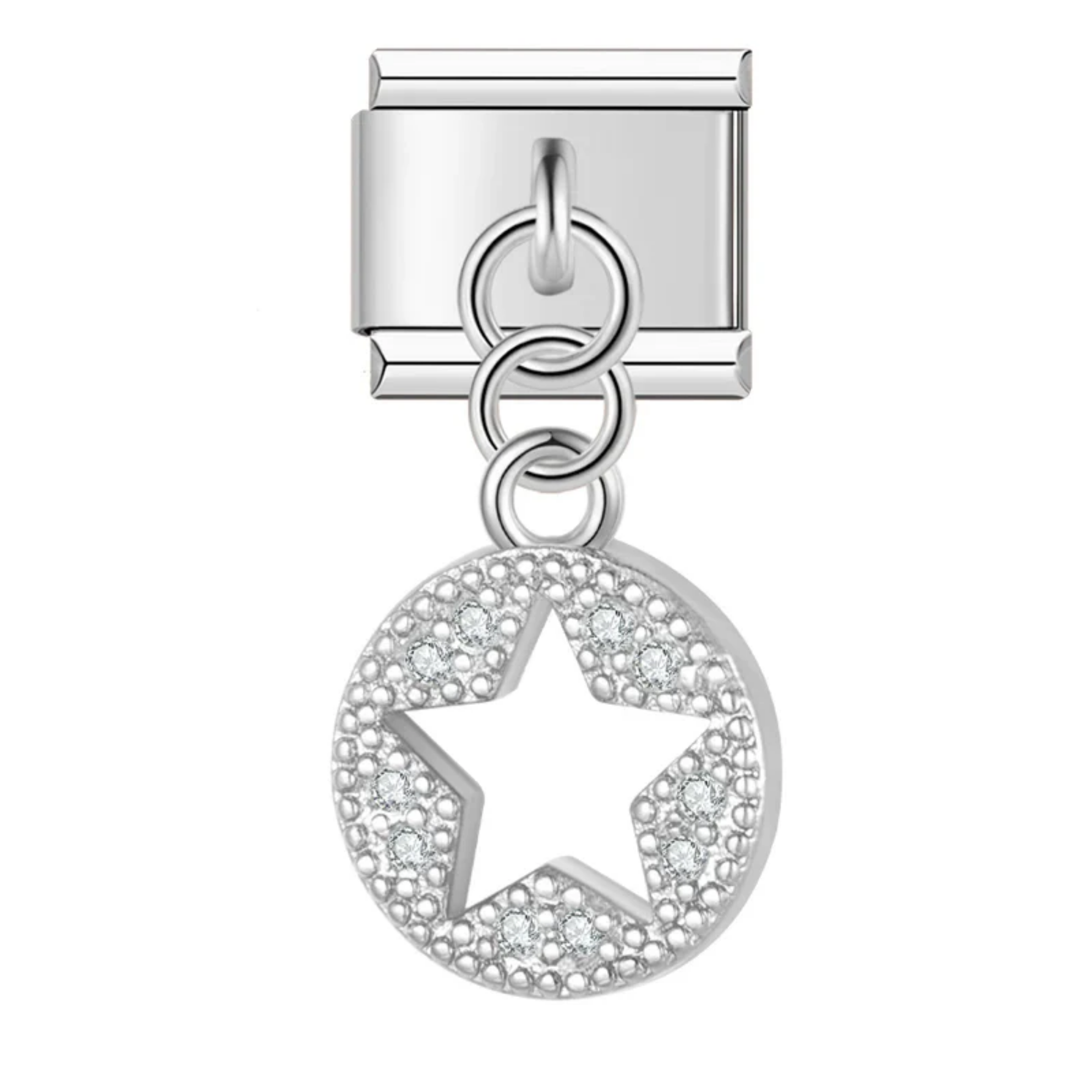 Charm colgante estrella brillante plateada