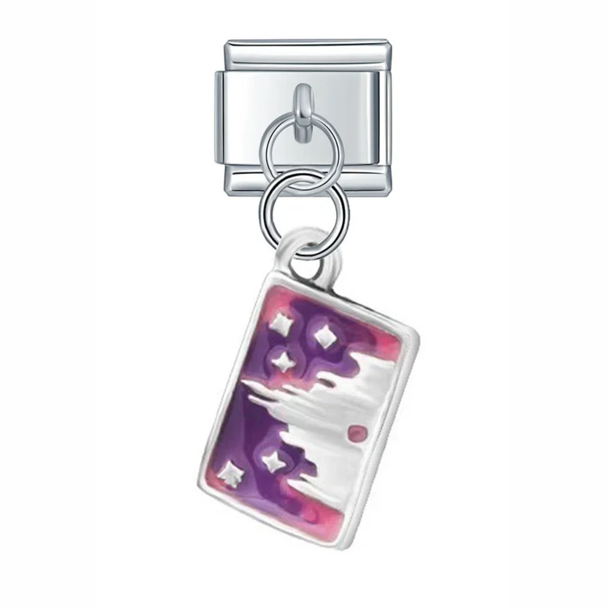 Charm colgante castillo rosa y morado