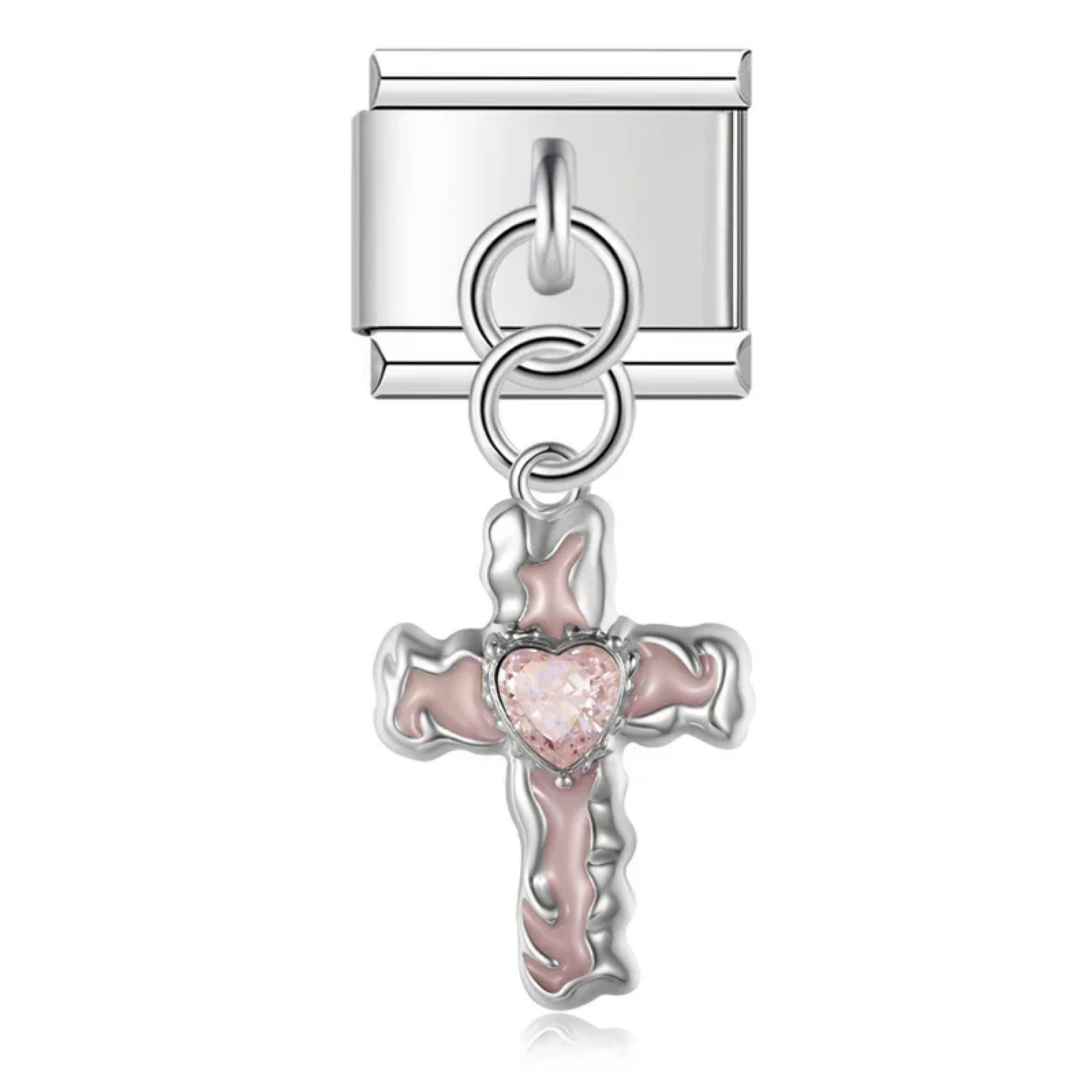 Charm colgante cruz rosa