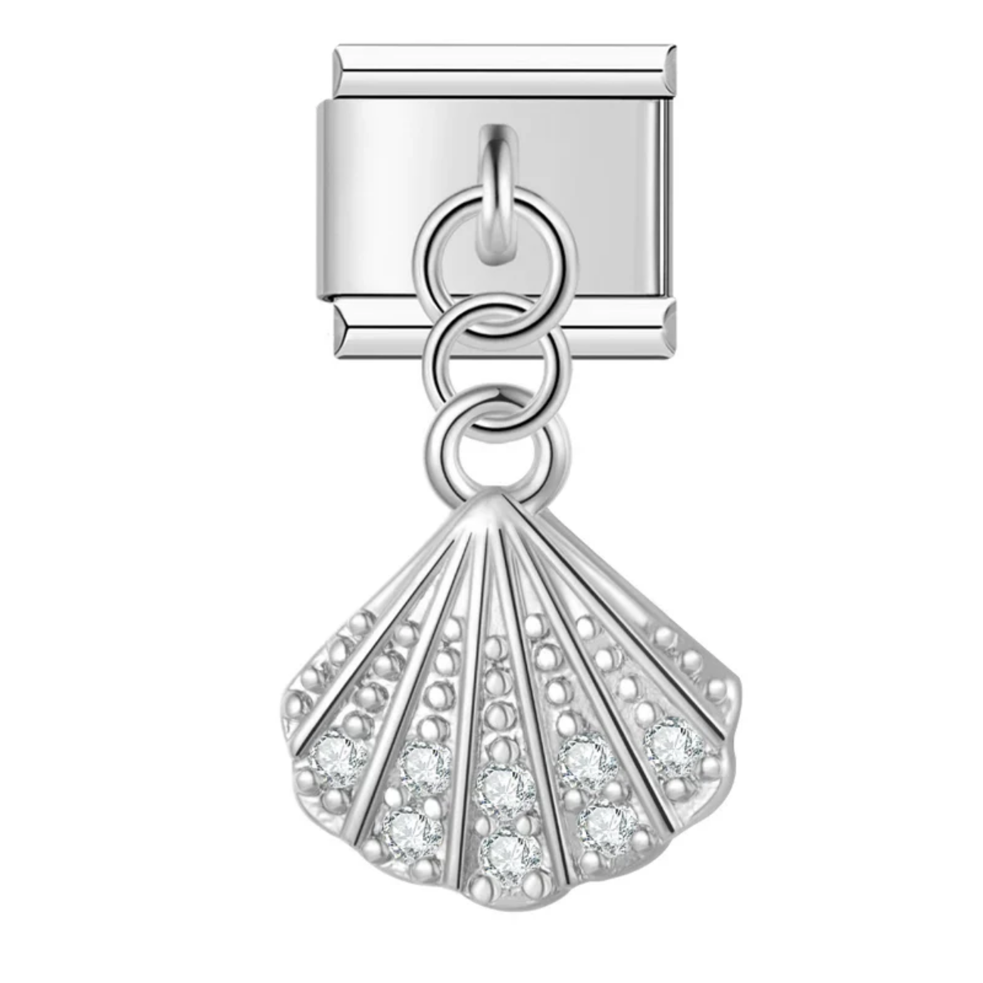 Charm colgante conchita brillante plateada