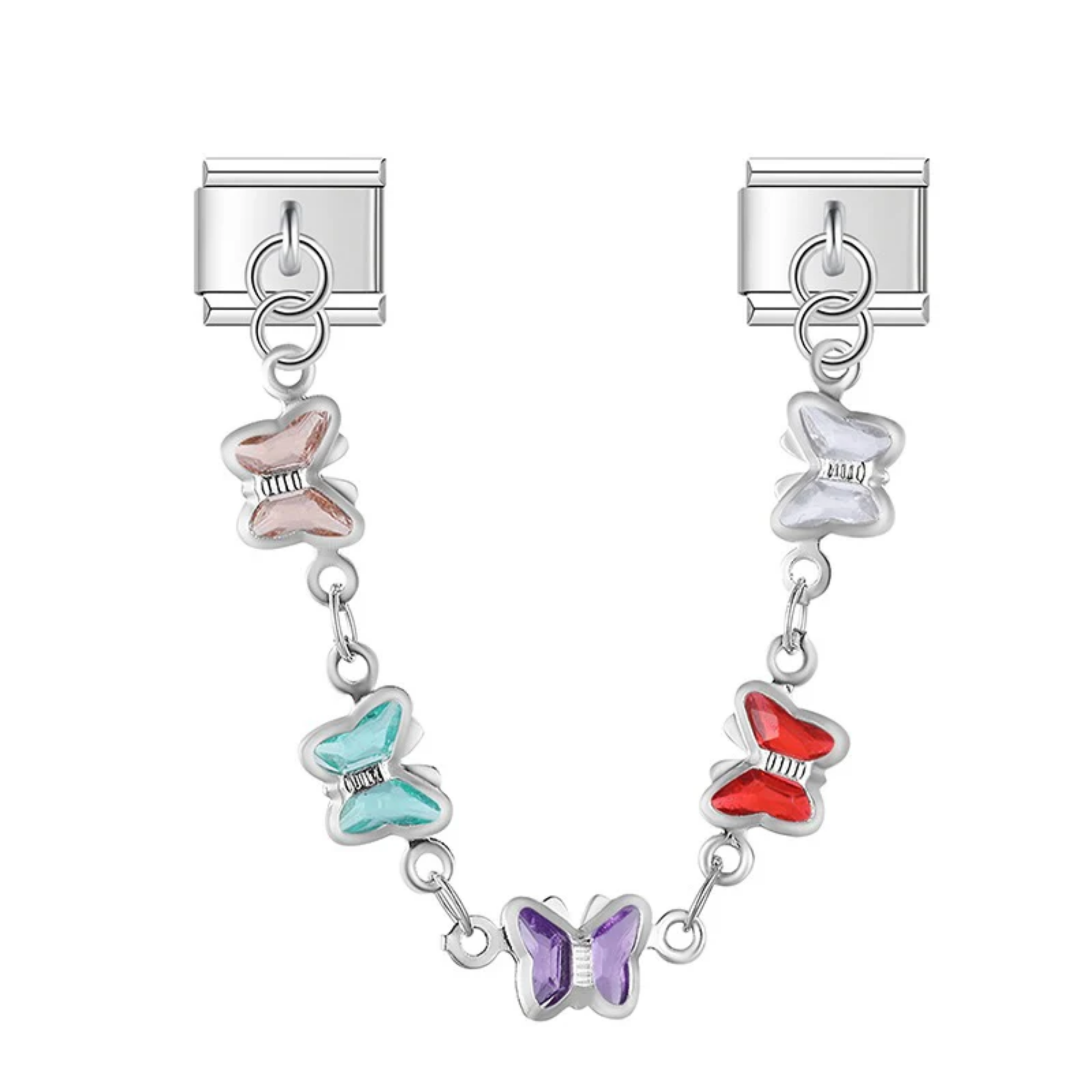 Charm colgante cadena de mariposas plateado