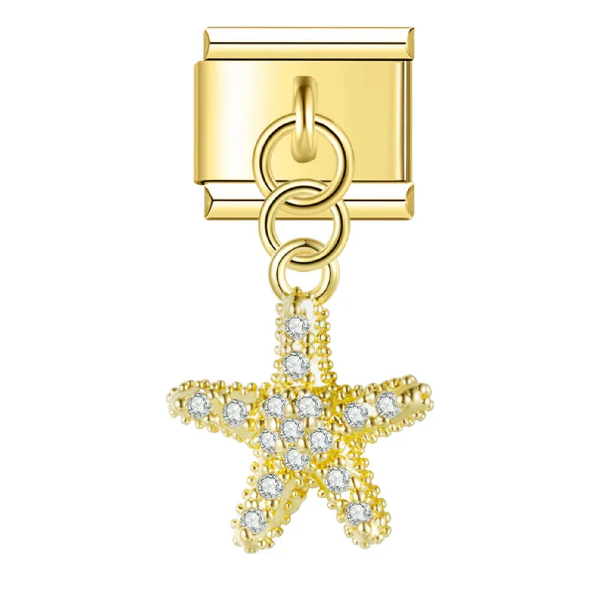 Charm colgante estrella de mar brillante dorada