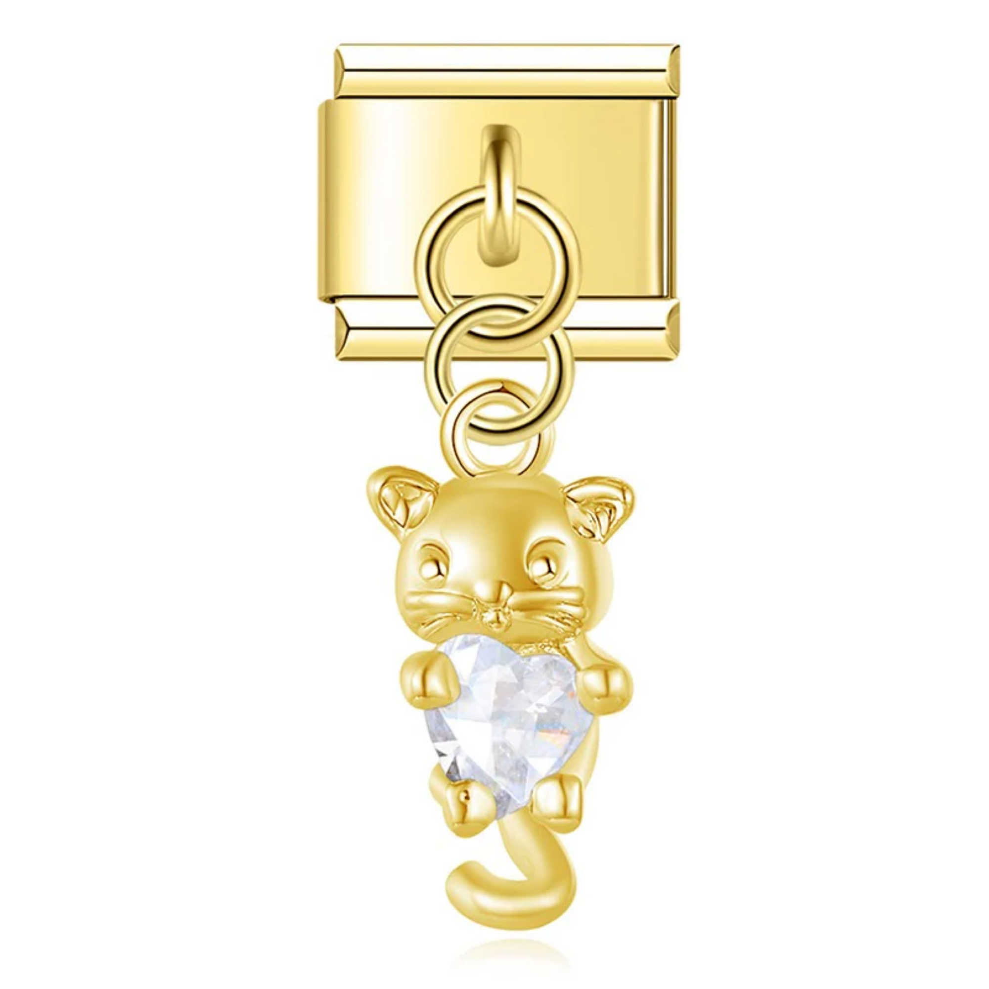 Charm colgante gato brillante dorado