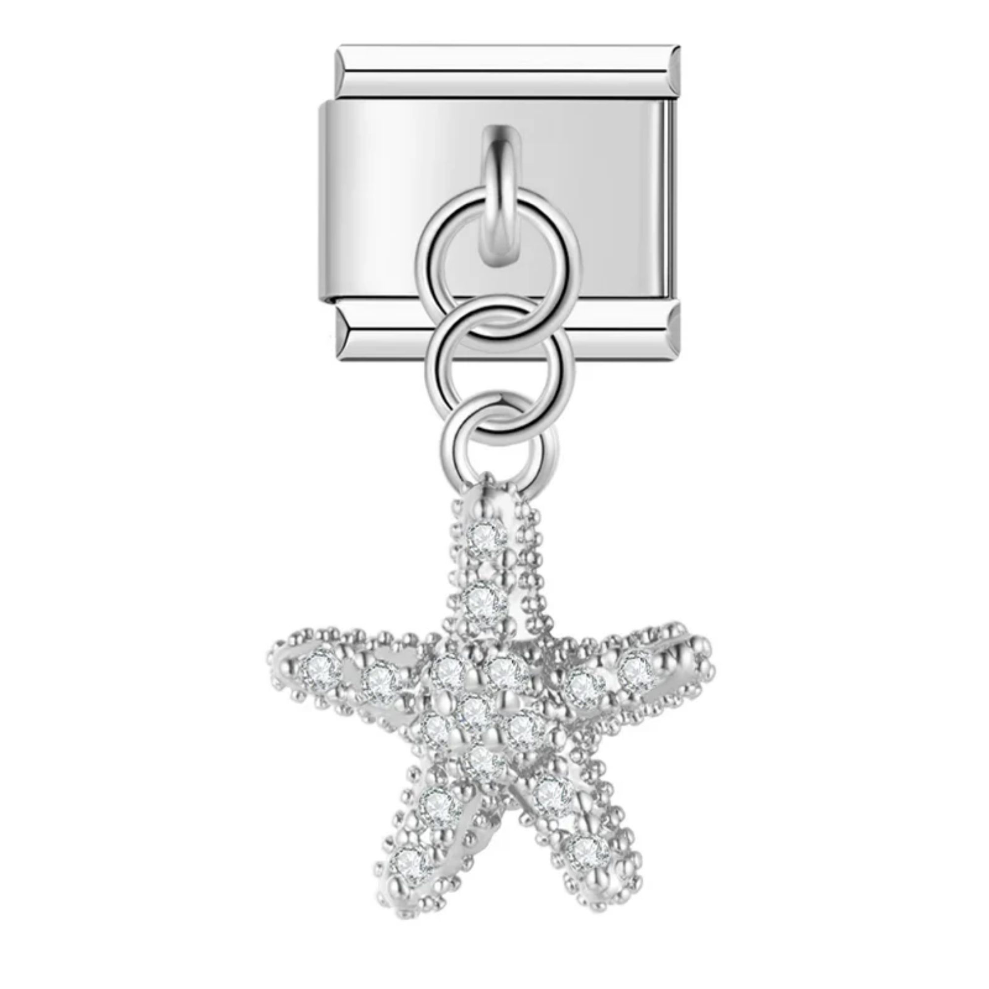 Charm colgante estrella de mar brillante plateada