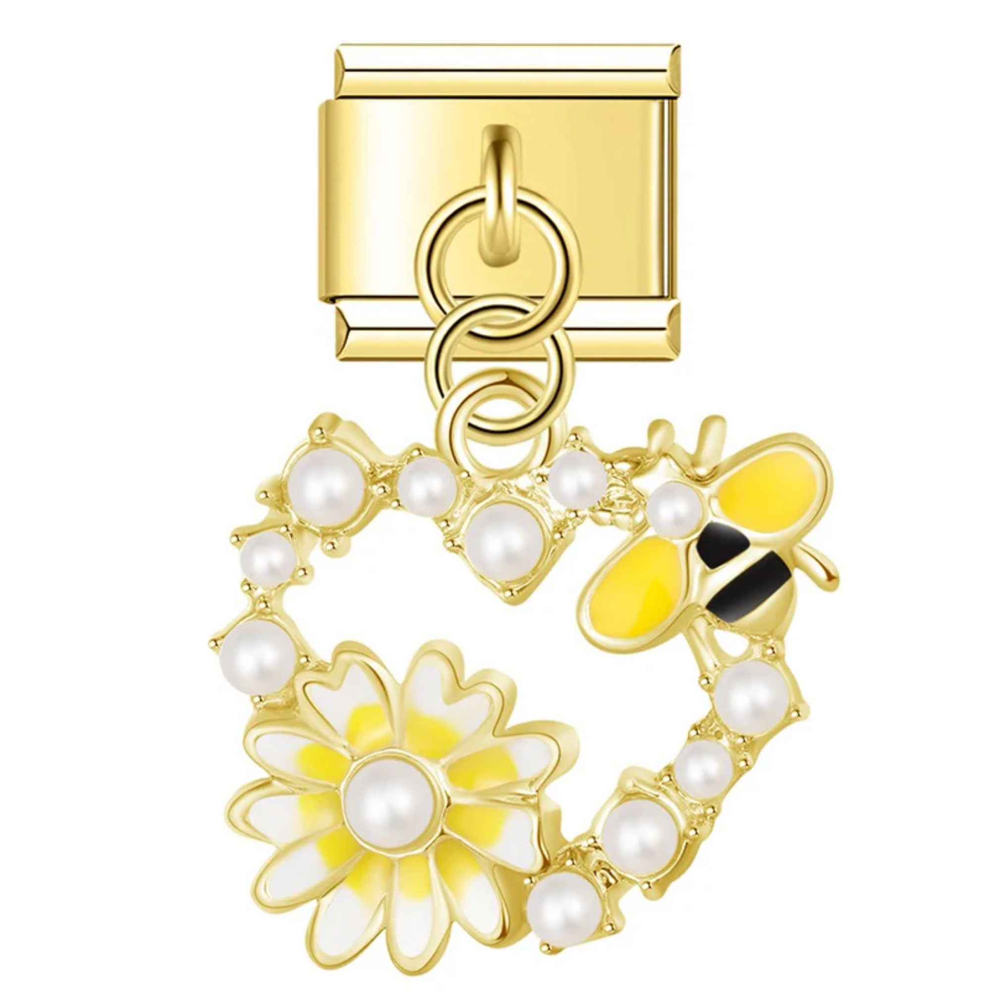 Charm colgante abeja y flor