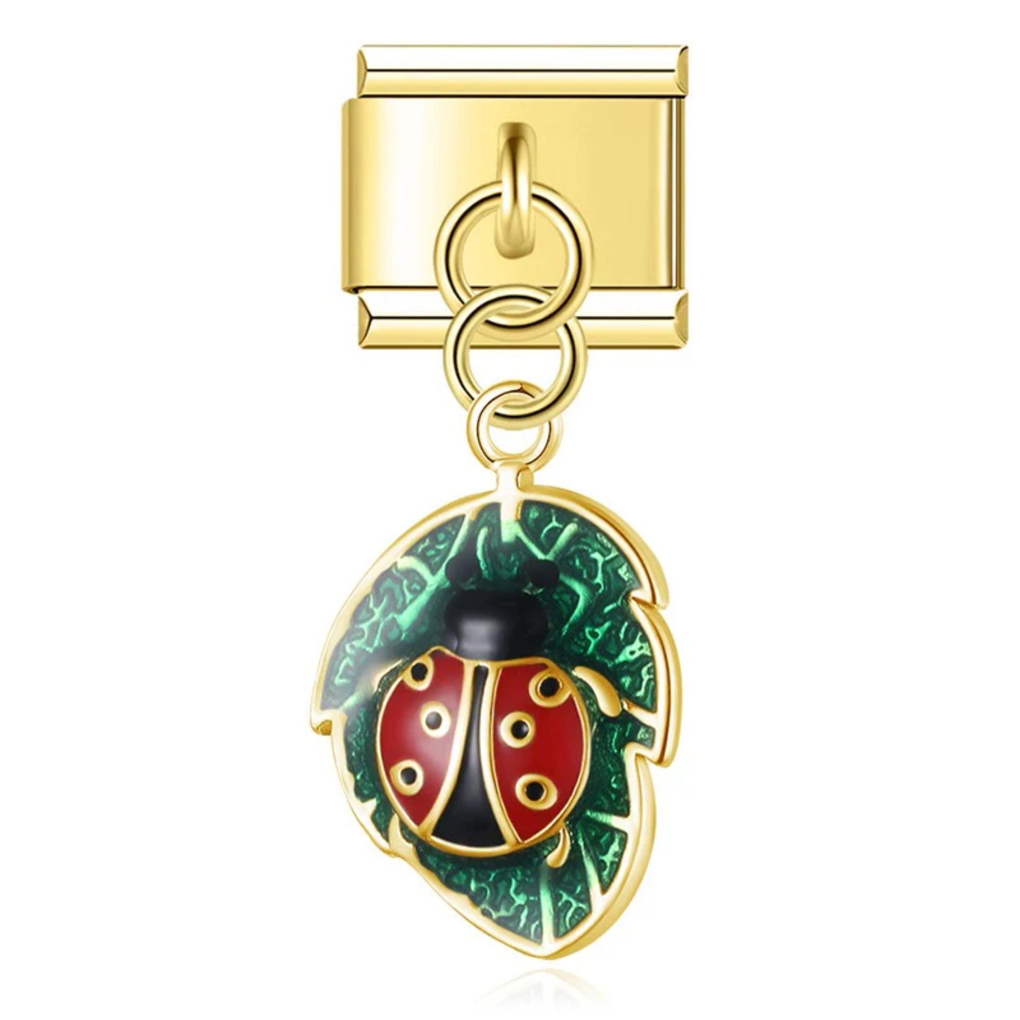 Charm colgante catarina y hoja