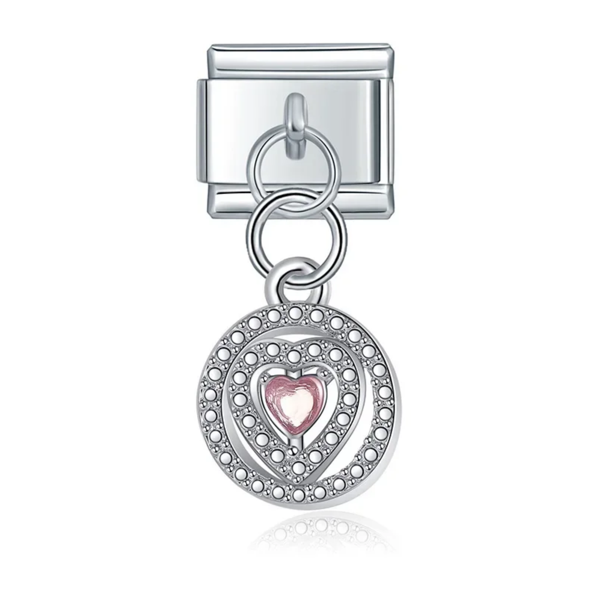 Charm colgante corazón brillante rosa