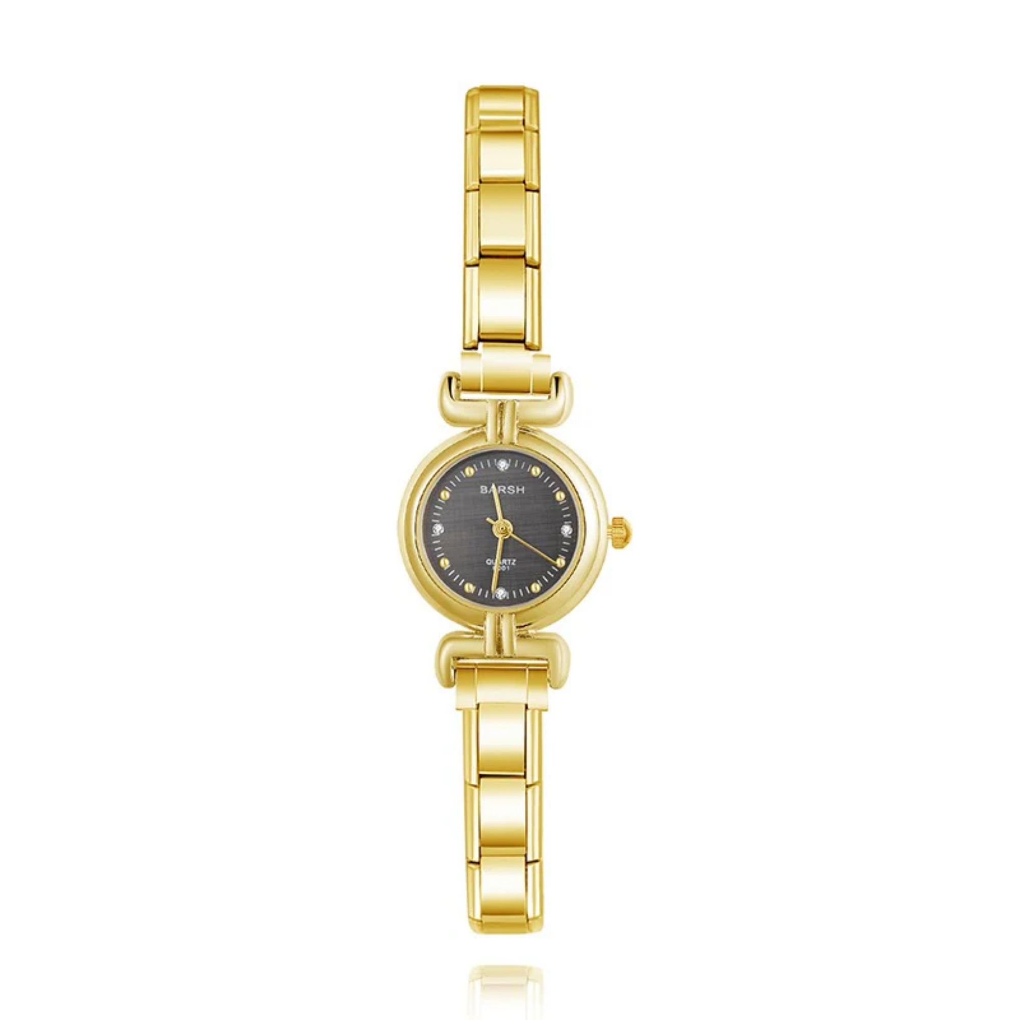 Reloj italiano redondo shiny dorado negro