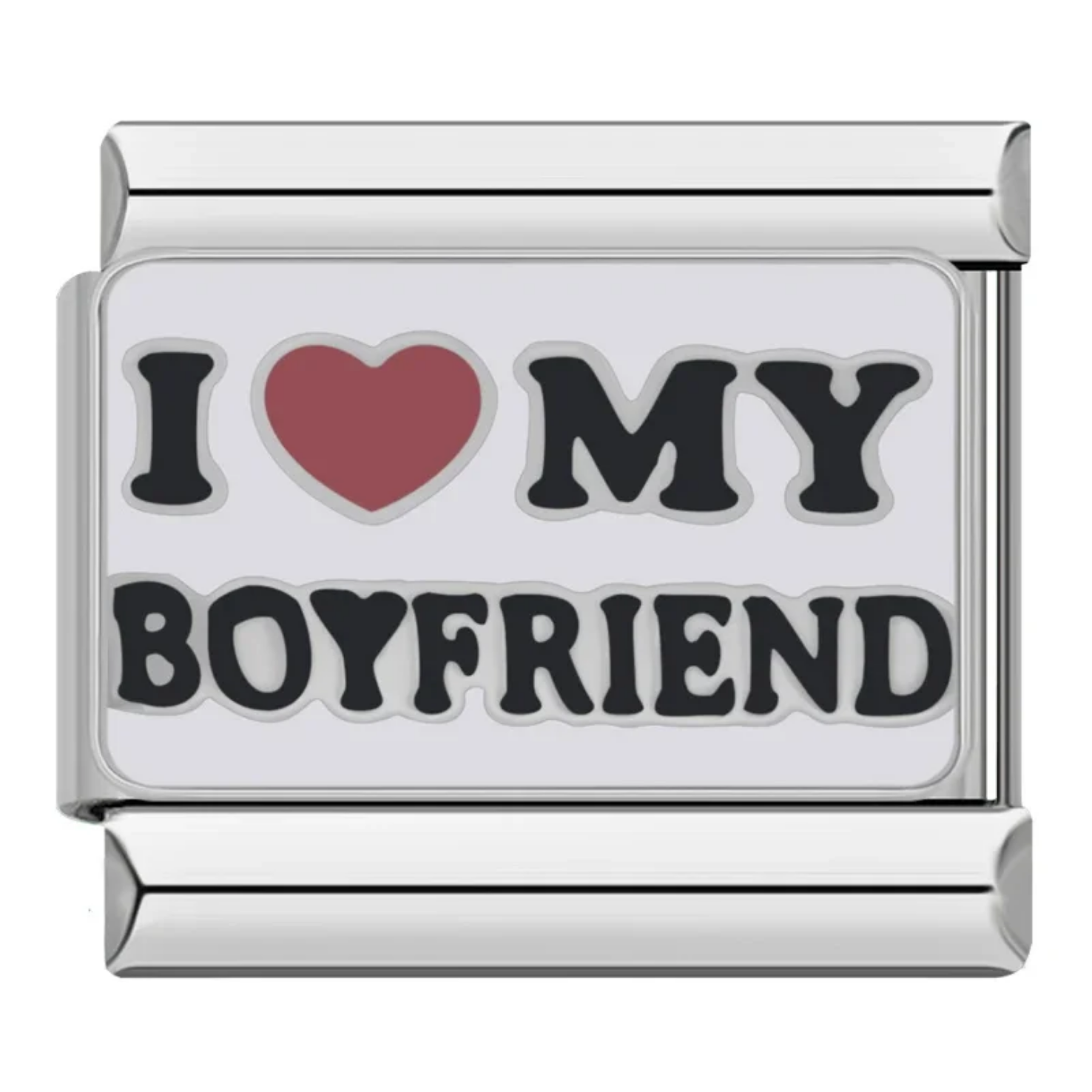 Charm I love my boyfriend plateado