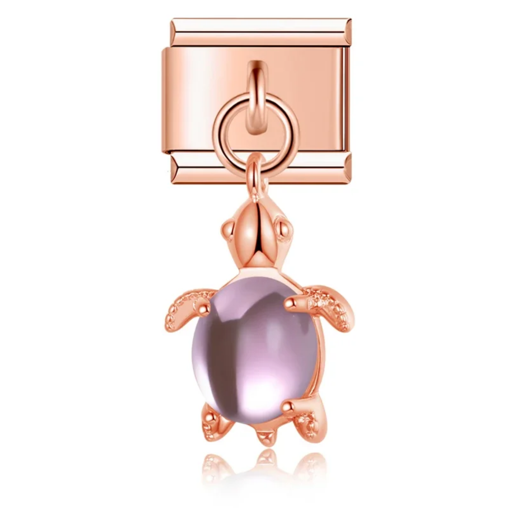 Charm colgante tortuga morada oro rosa