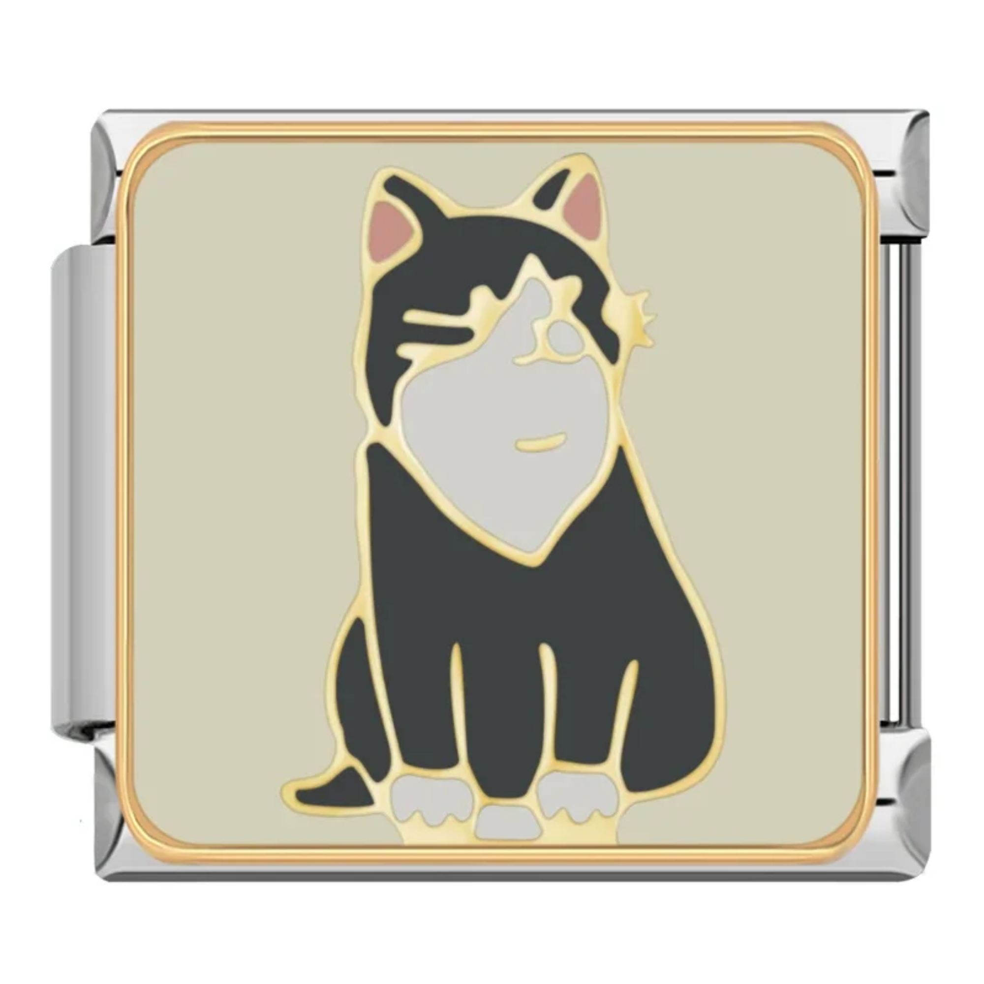 Charm Gato gris y blanco