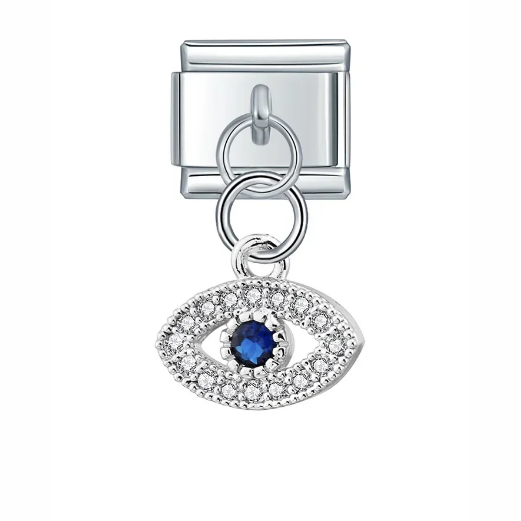 Charm colgante ojo brillante plateado