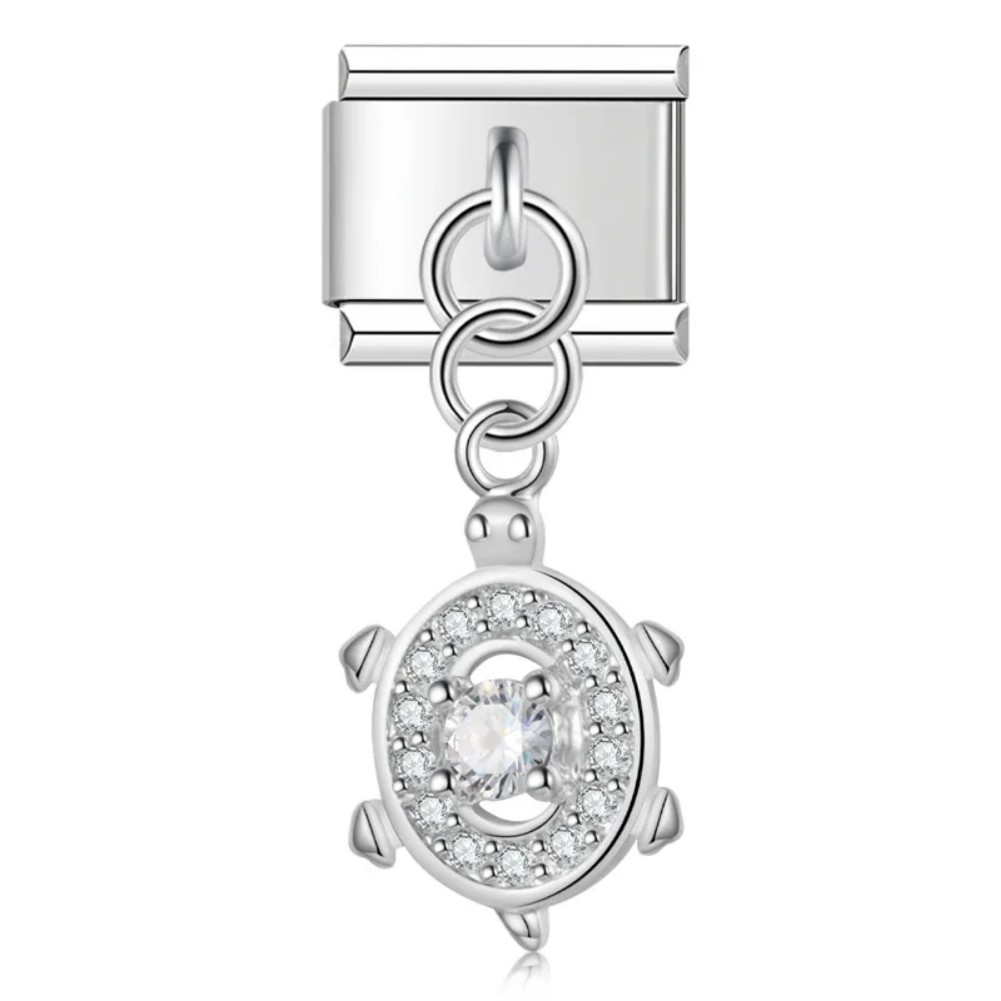 Charm colgante tortuga brillante plateado