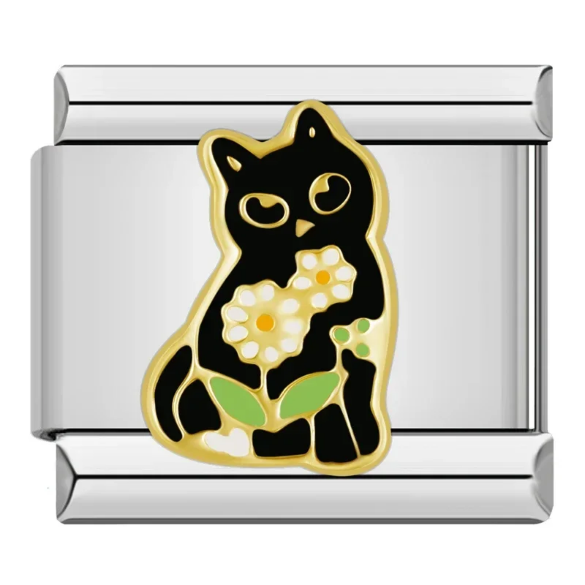 Charm Gato y flores