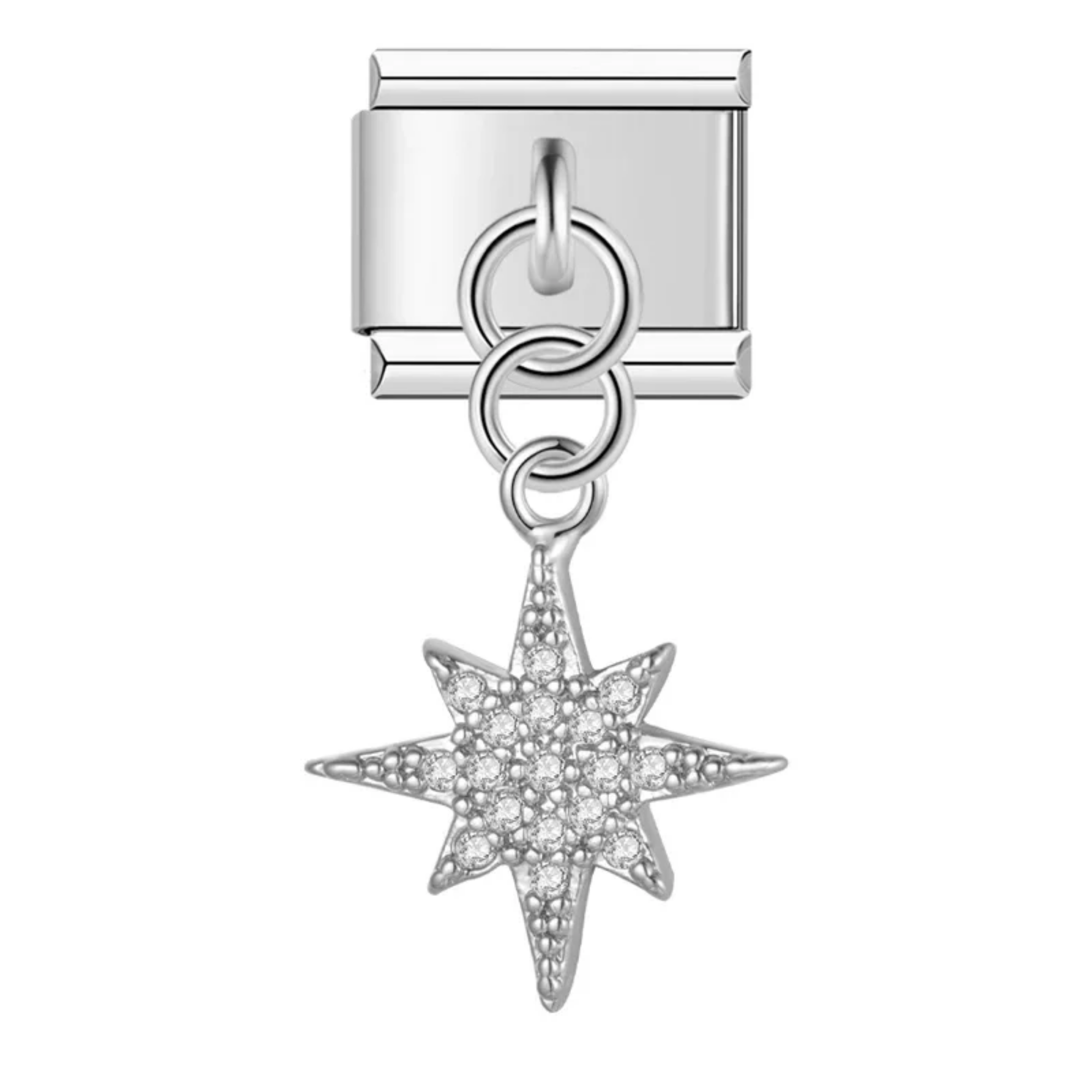 Charm colgante estrella brillantes plateado