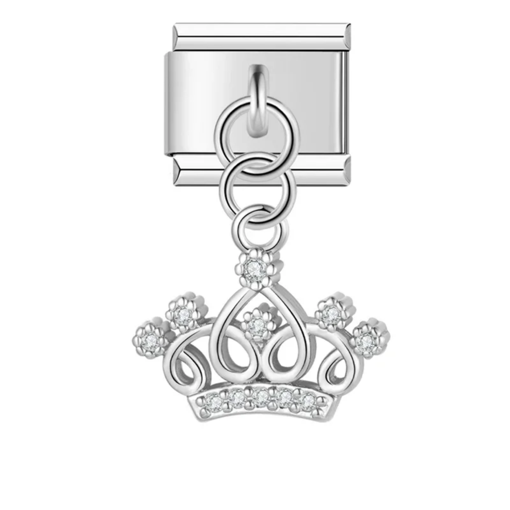 Charm colgante corona brillante plateado