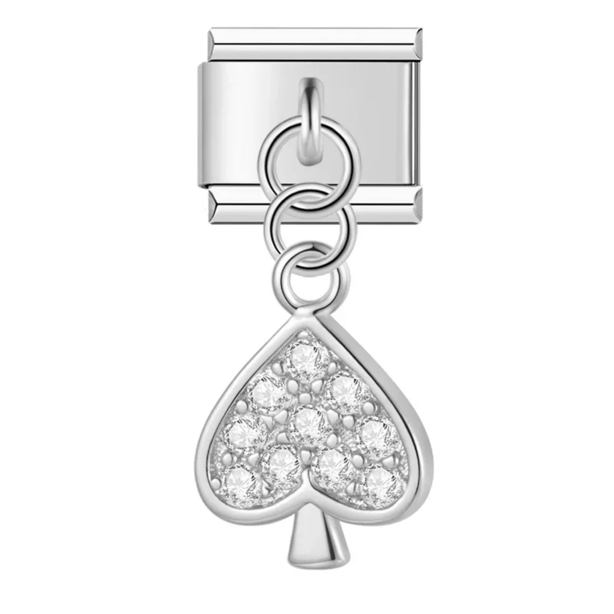 Charm colgante picas brillante plateado