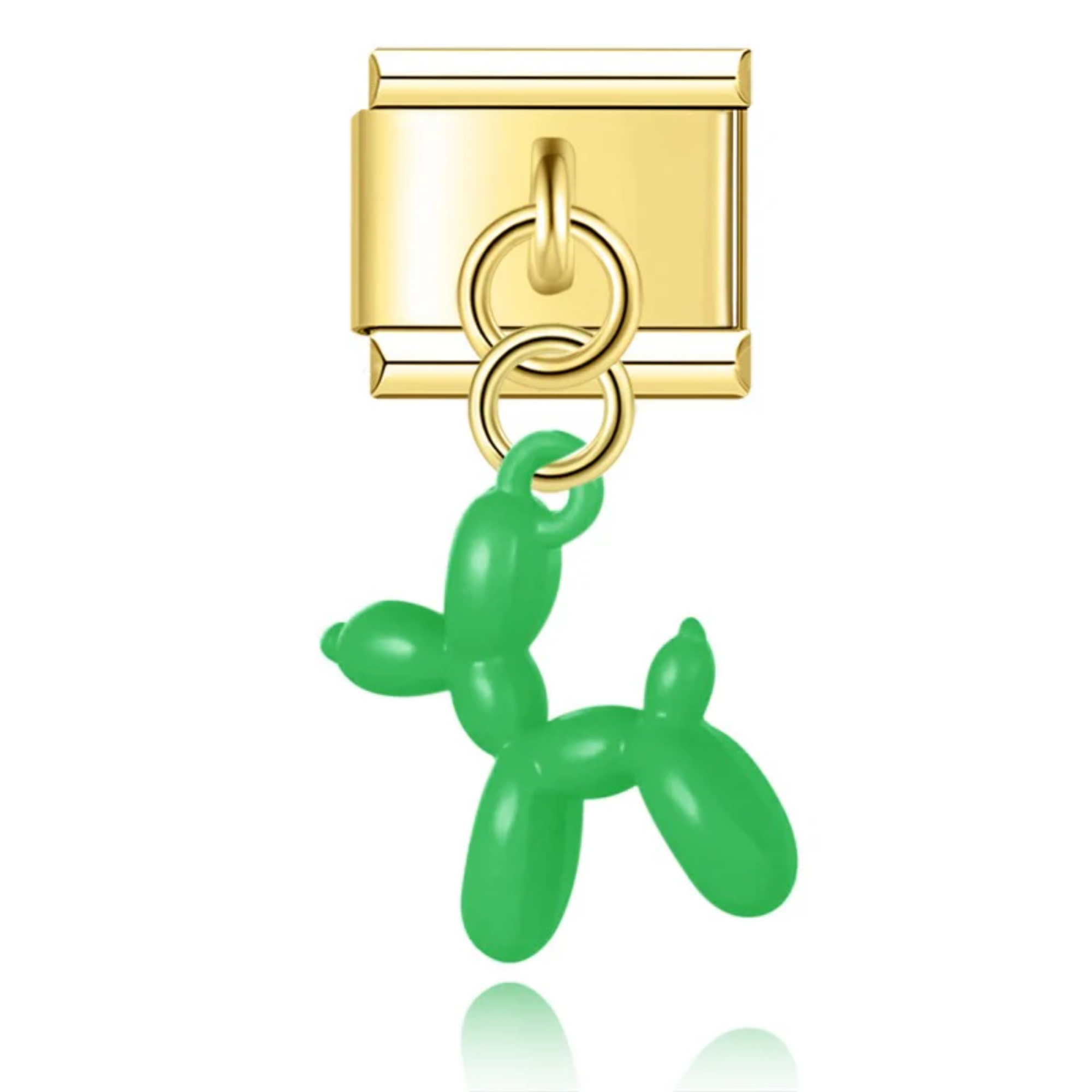 Charm colgante perrito de globo verde dorado