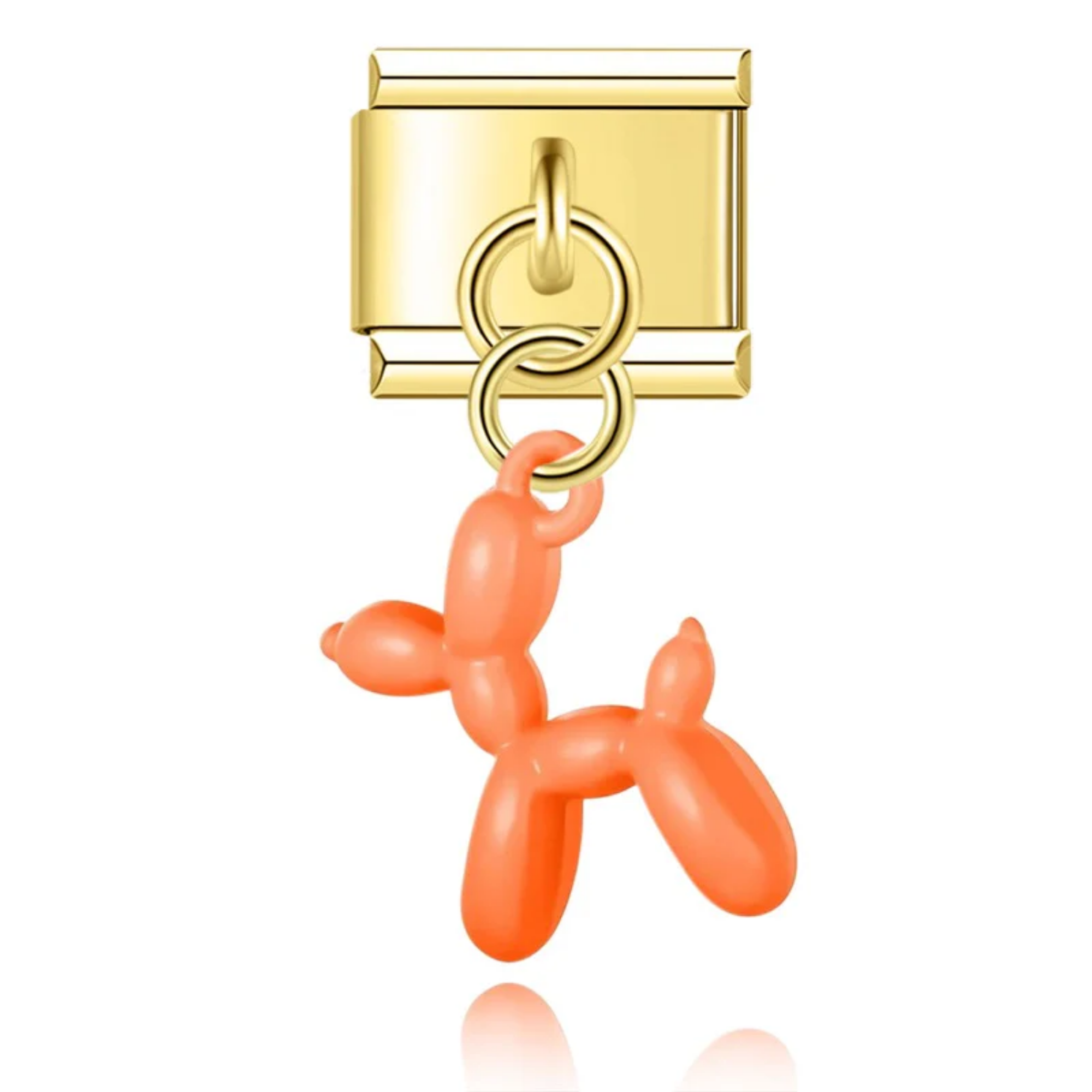 Charm colgante perrito de globo naranja dorado