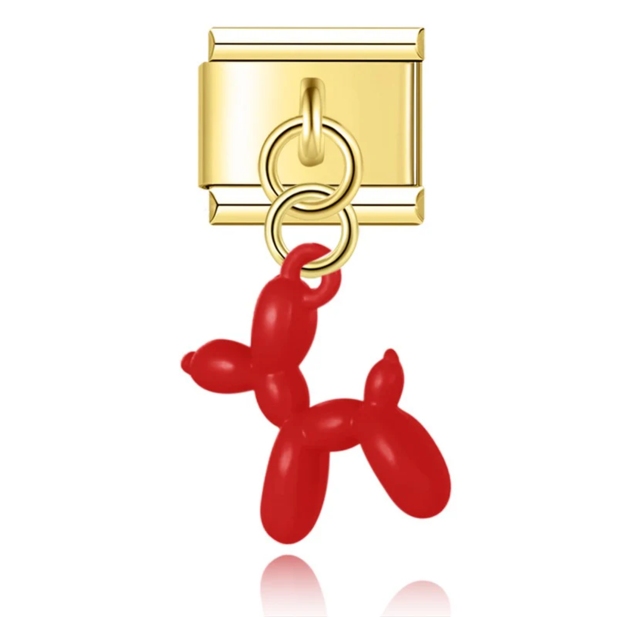 Charm colgante perrito de globo rojo dorado