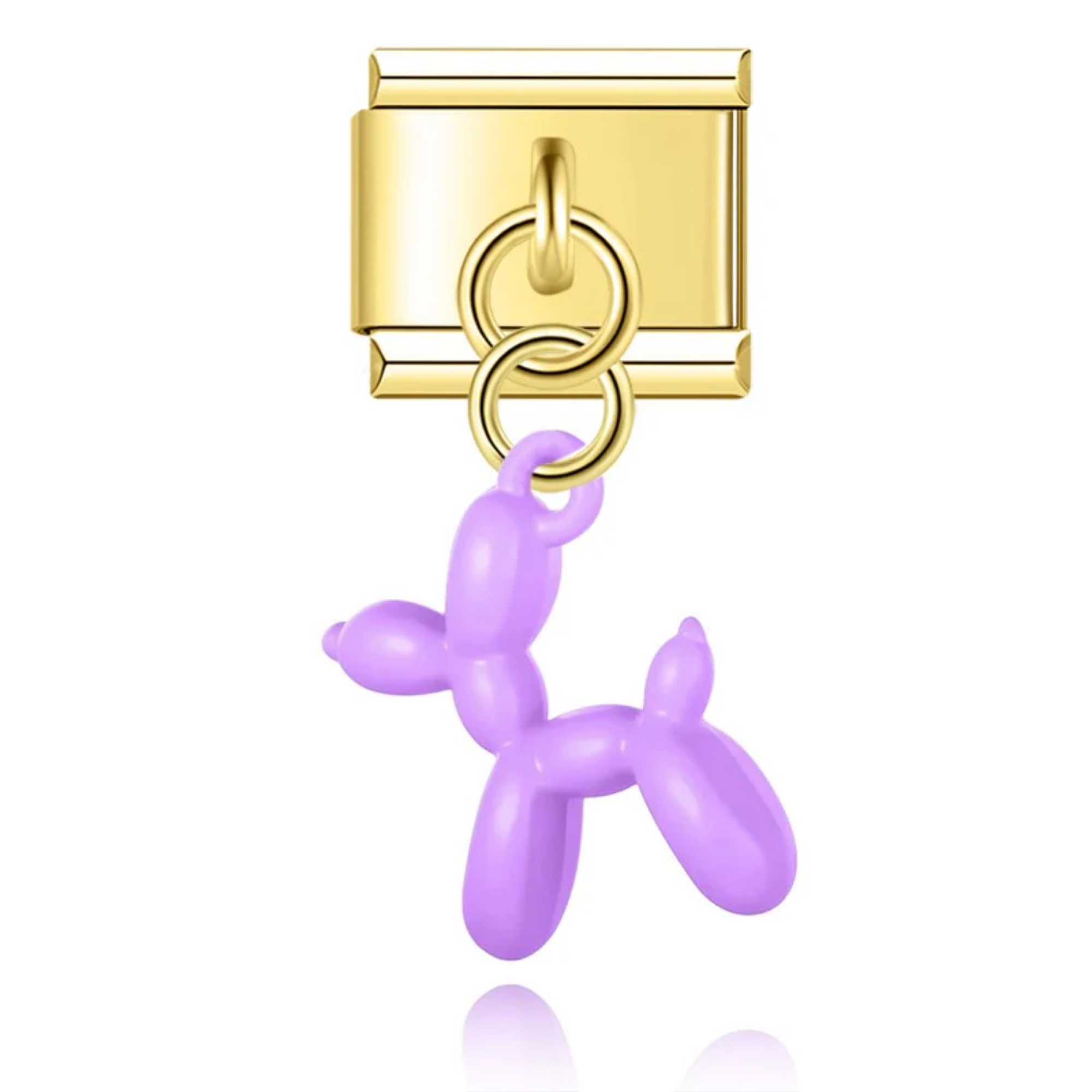 Charm colgante perrito de globo lila dorado