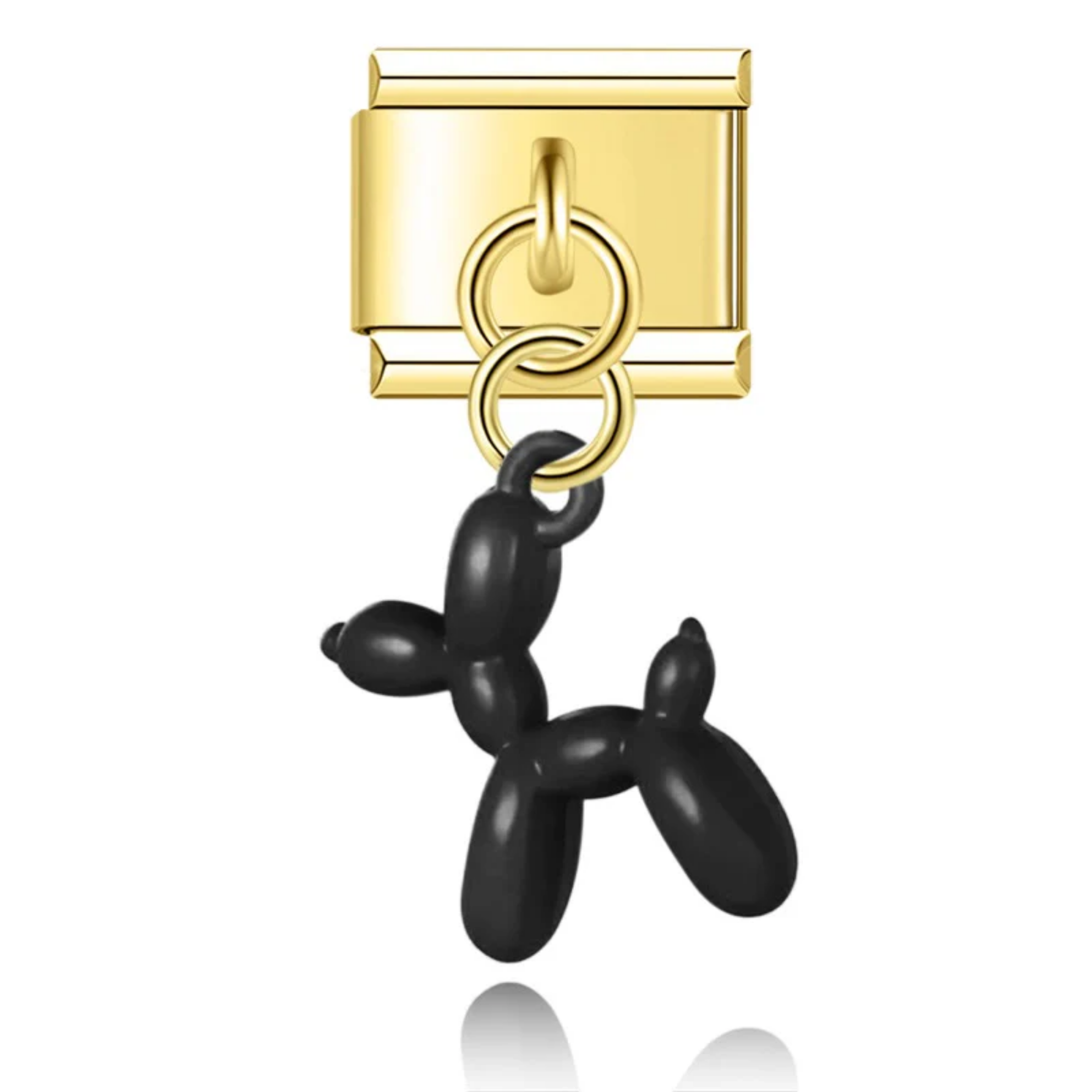 Charm colgante perrito de globo negro dorado