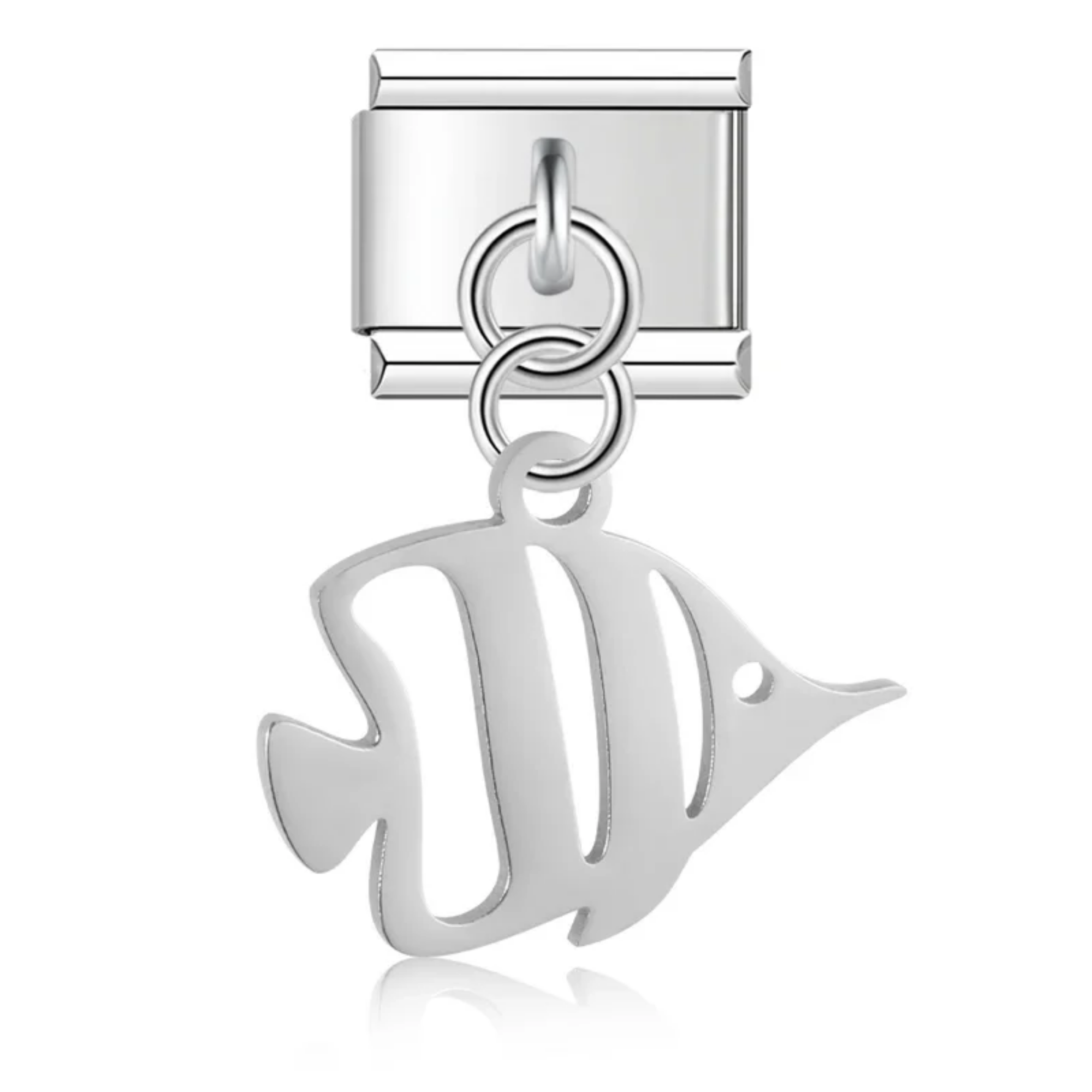 Charm colgante pez plateado