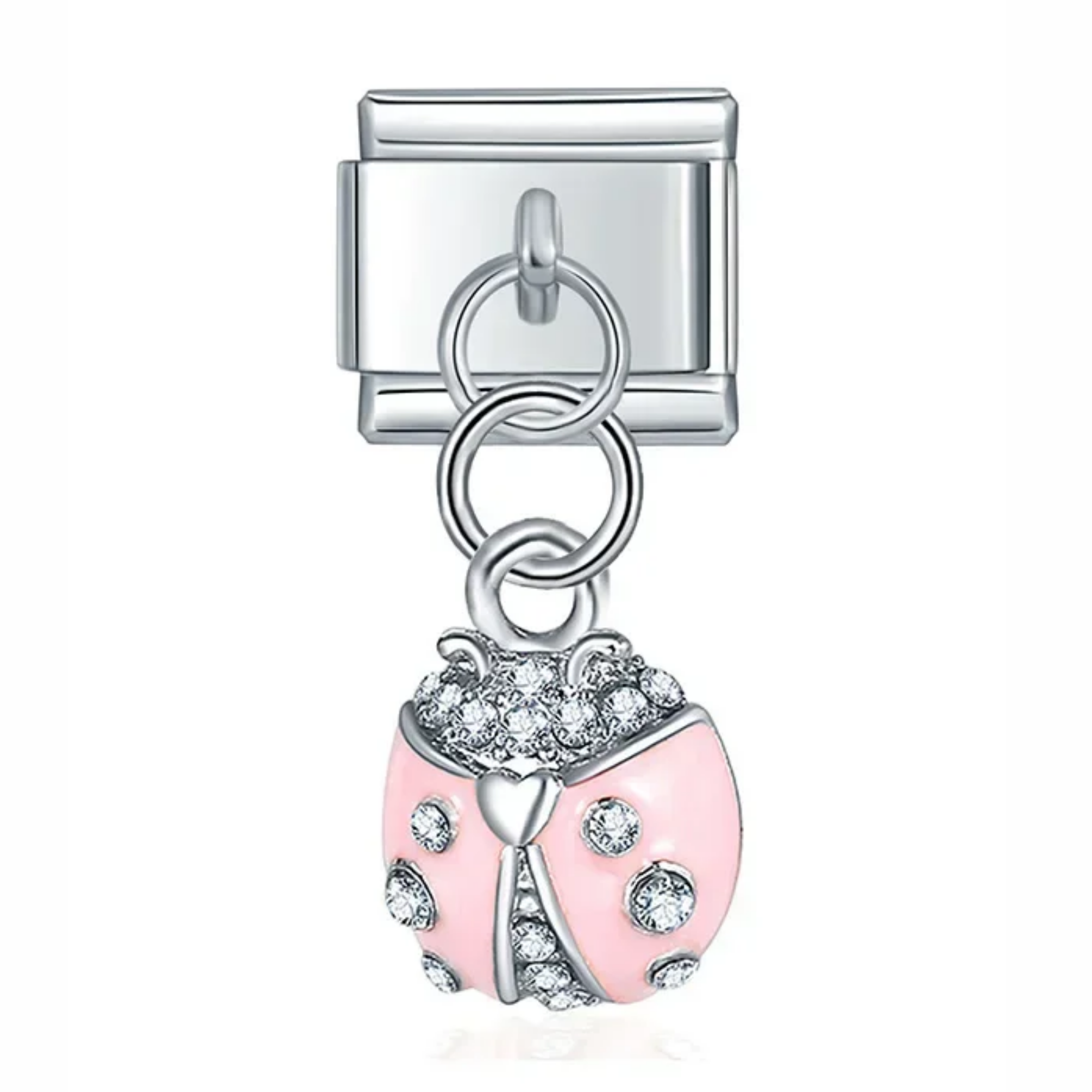 Charm colgante catarina brillante plateado