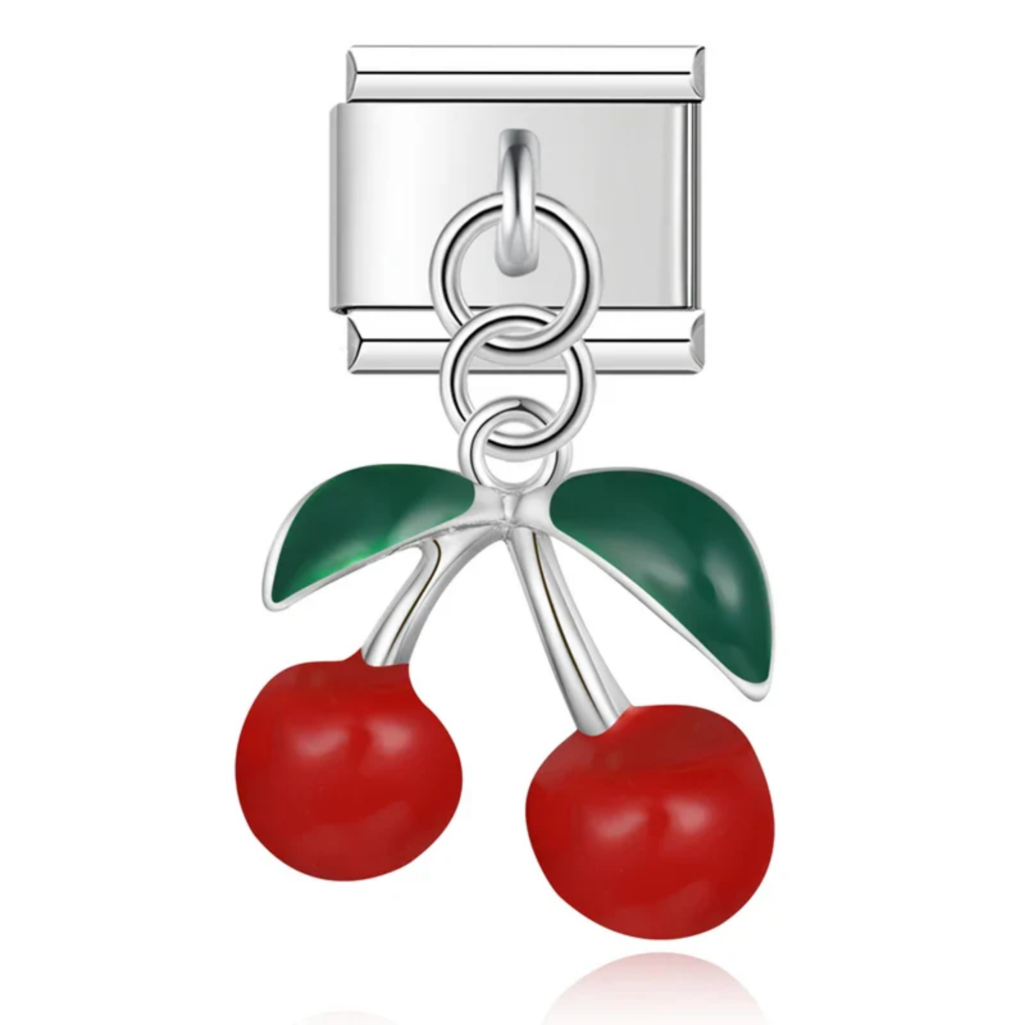 Charm colgante cereza plateado