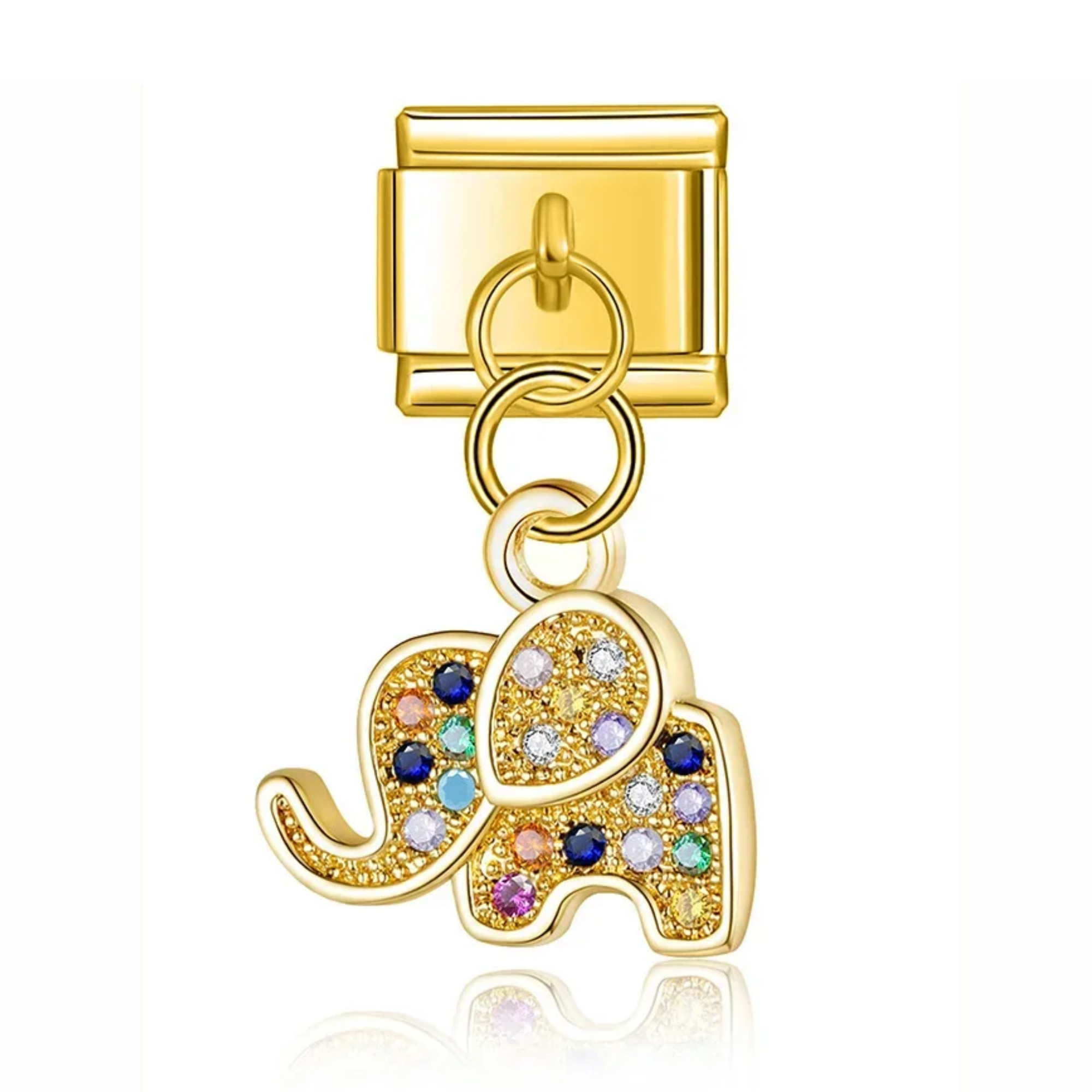 Charm colgante elefante colorido dorado