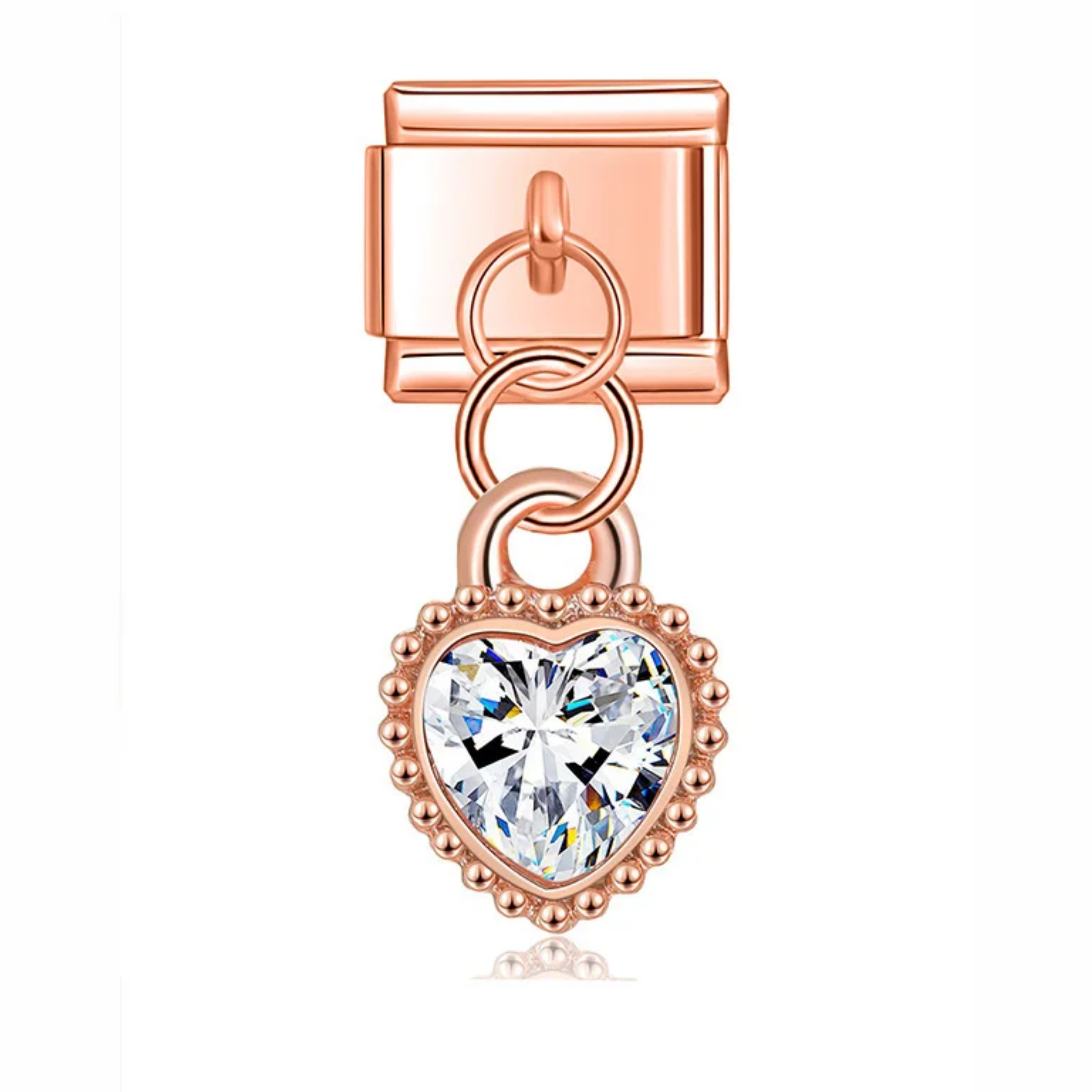 Charm colgante corazón brillante oro rosa