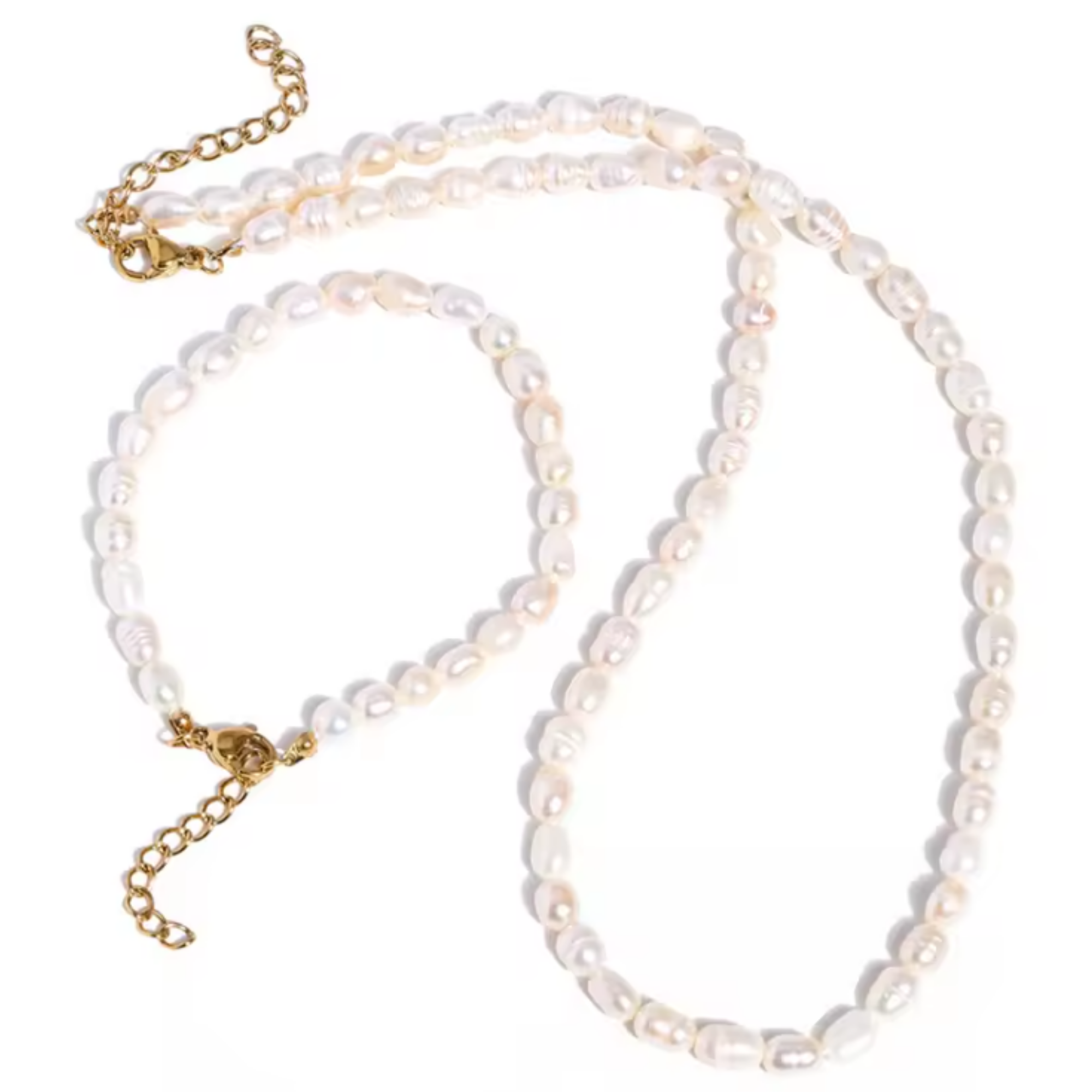 Collar y brazalete de perlas naturales